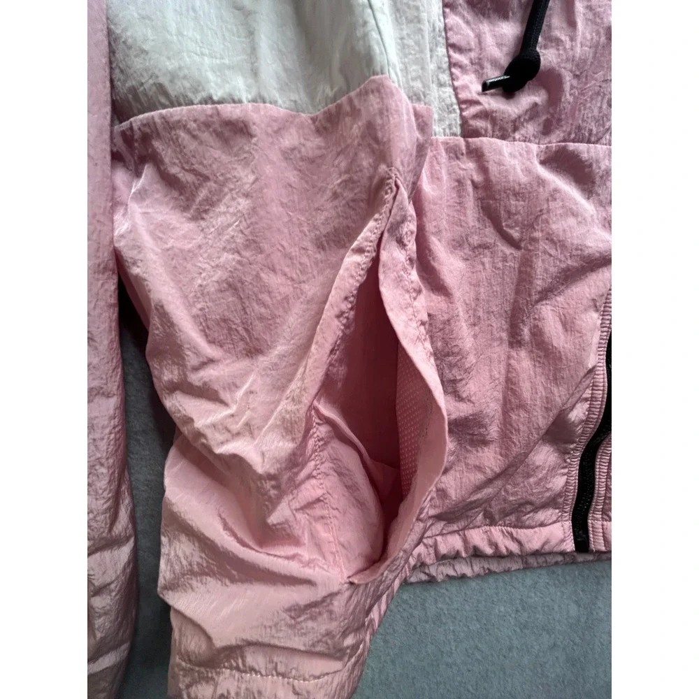 Pink Victoria's Secret Colorblock Windbreaker Jacket Pink White Hooded Medium